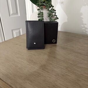 New never used Montblanc Black Leather Card Holder